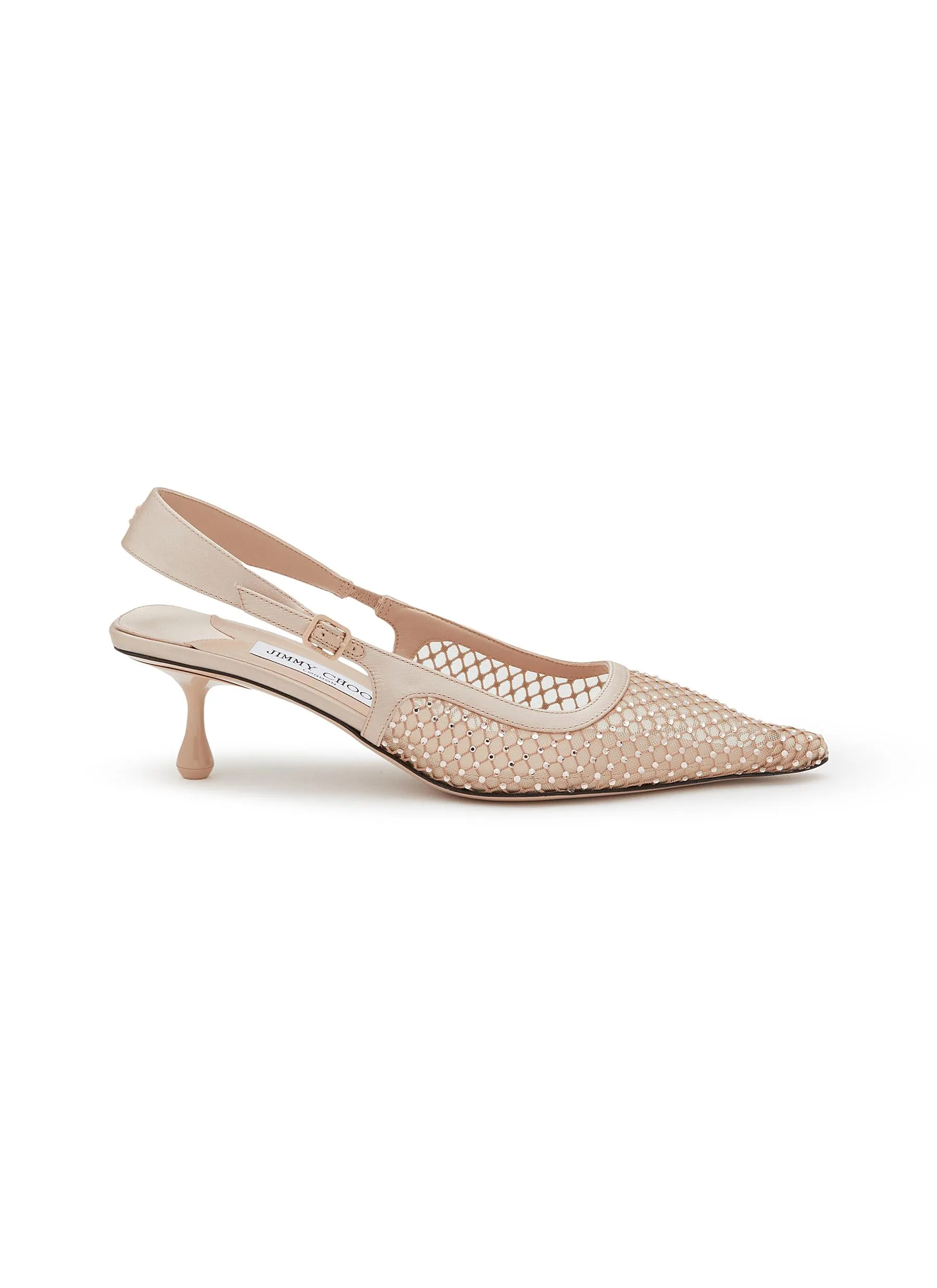 -----------JIMMY CHOO ---- ------------ ----Amel 50 Crystal Embellished Mesh Slingback Heels --