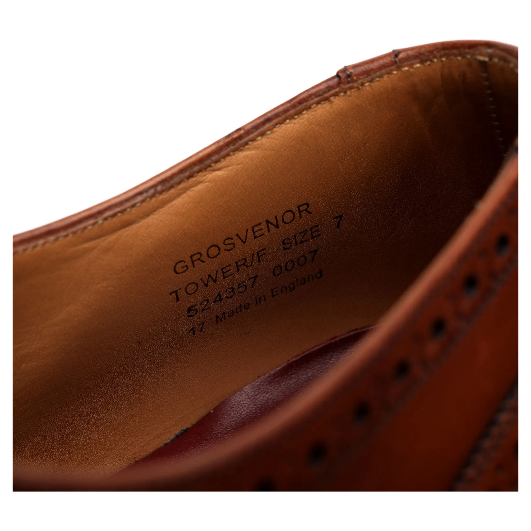 1880 Export Grade 'Grosvenor' Tan Brown Leather Derby Brogues UK 7 F