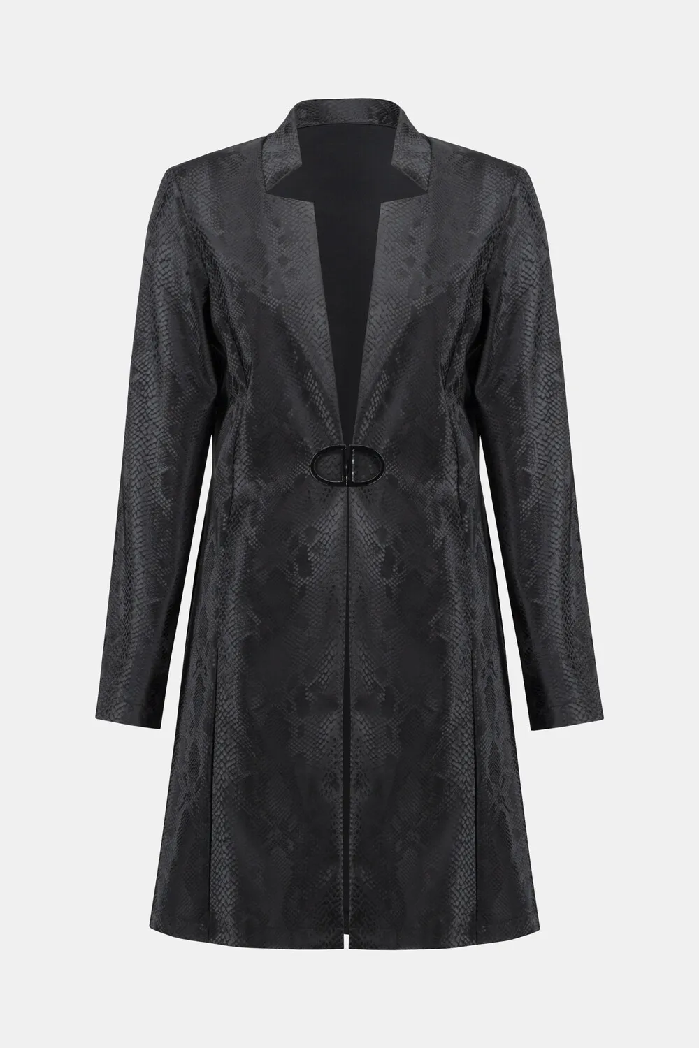 234111 Snakeskin Coat with Button-up Style