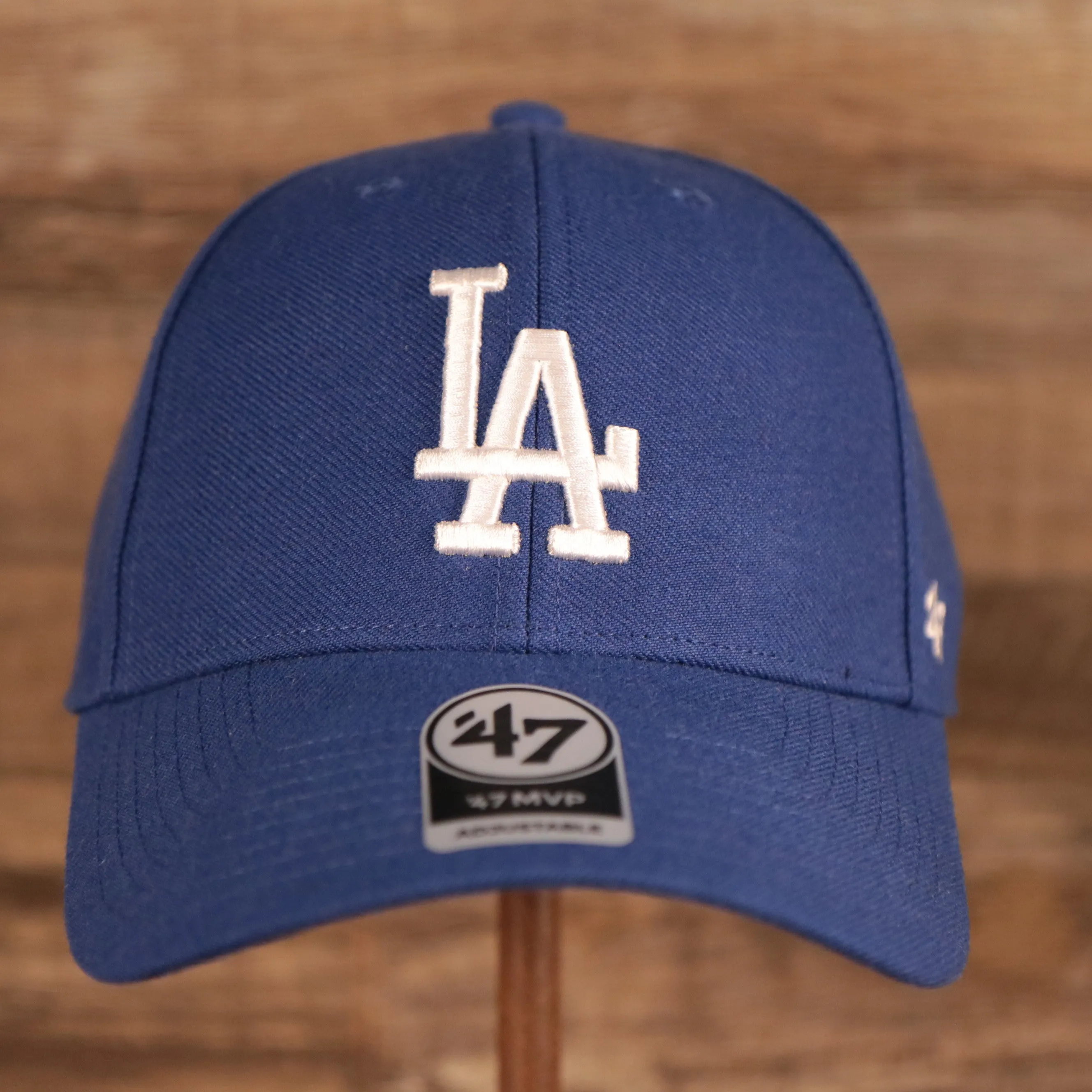 47 Brand Los Angeles Dodgers MVP Grey Underbrim Dodgers Script Velcro Strap Dad Hat Royal OSFM