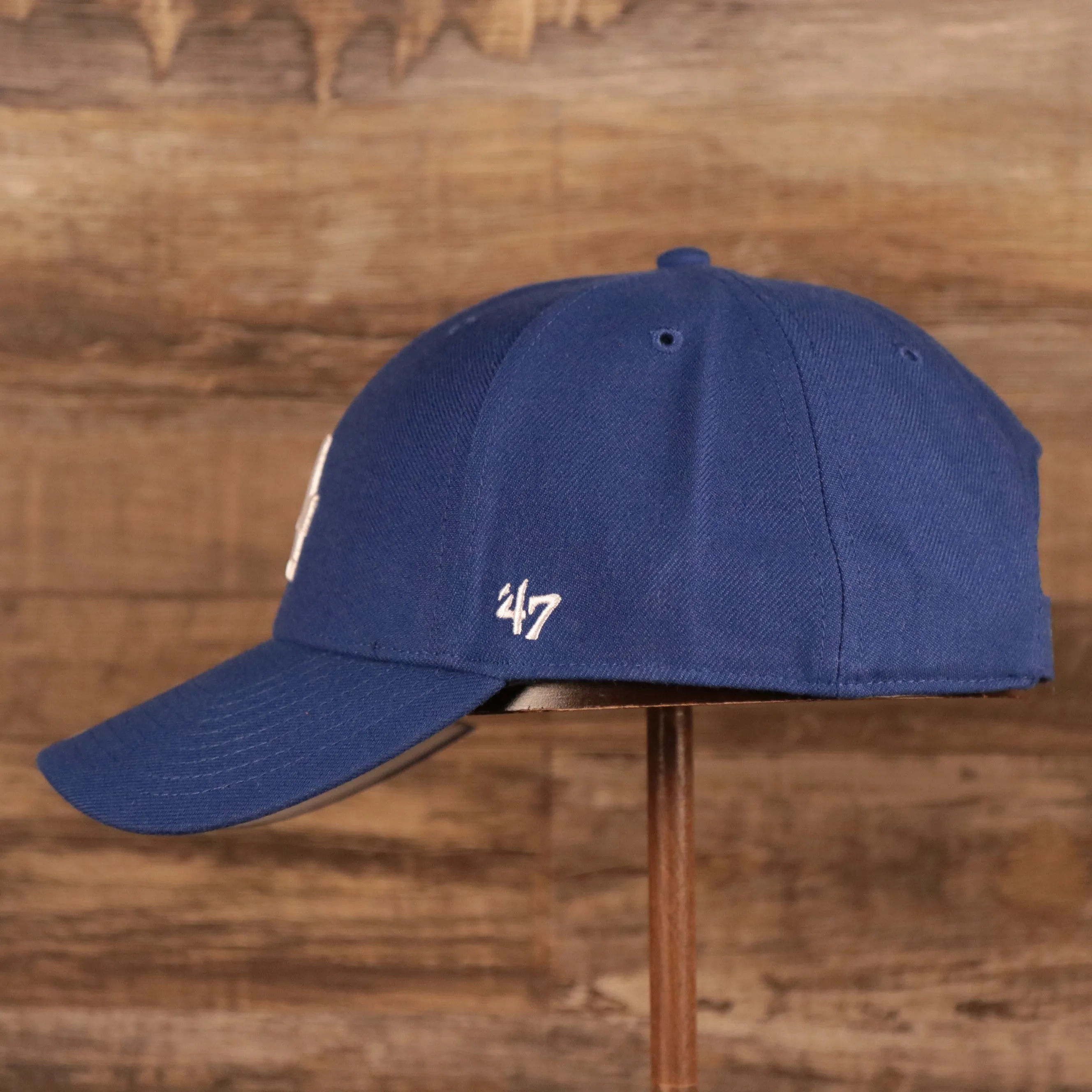 47 Brand Los Angeles Dodgers MVP Grey Underbrim Dodgers Script Velcro Strap Dad Hat Royal OSFM