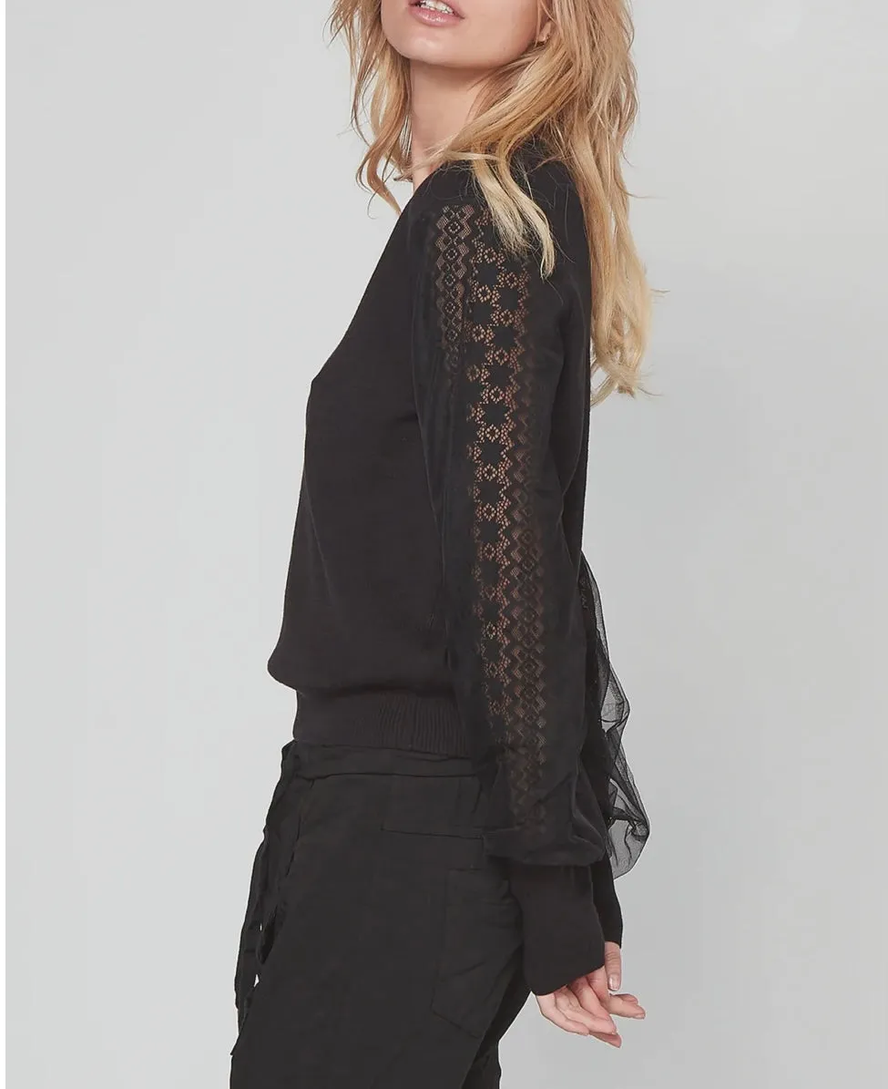 Black Lace Knit Blouse 7817-44