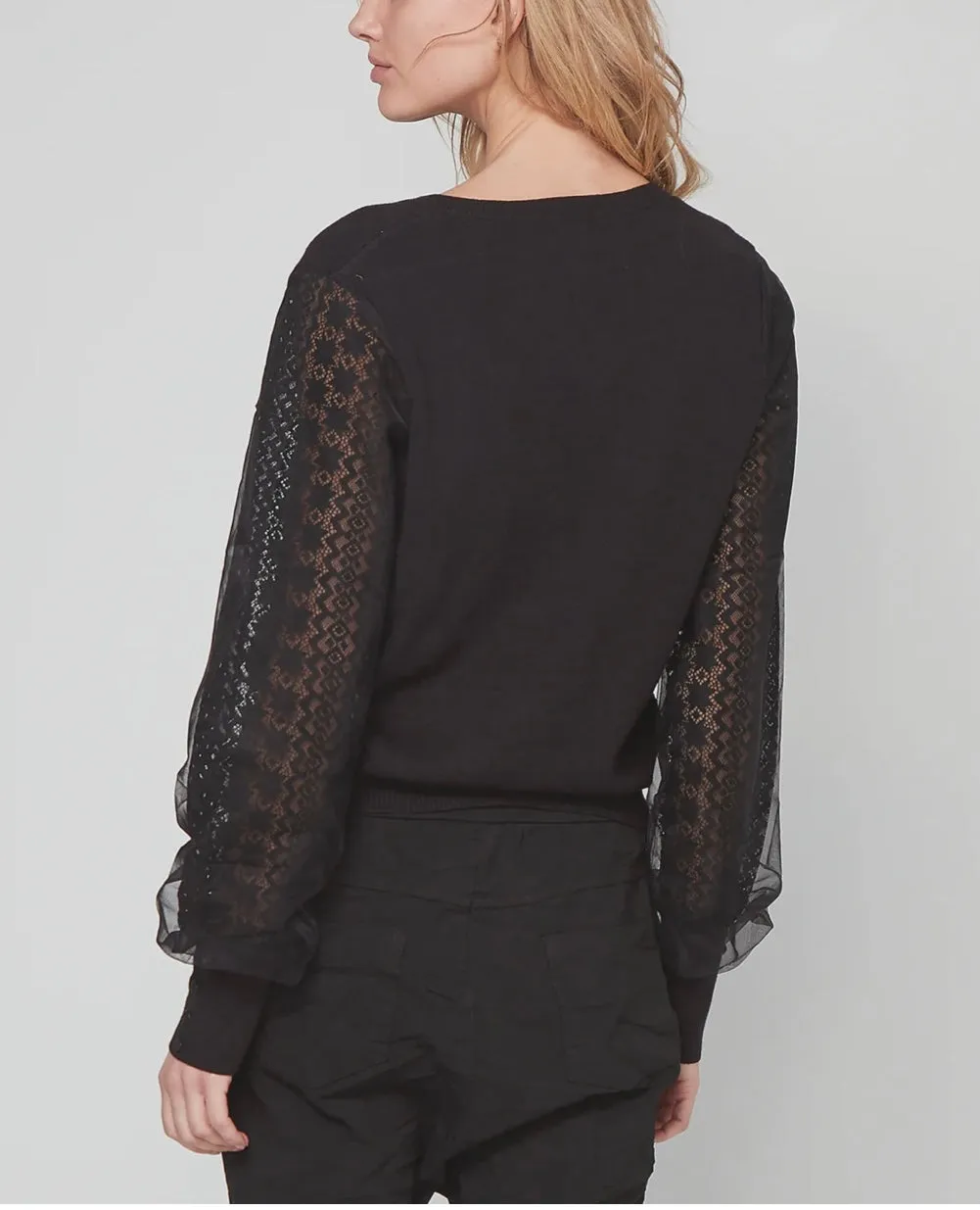 Black Lace Knit Blouse 7817-44