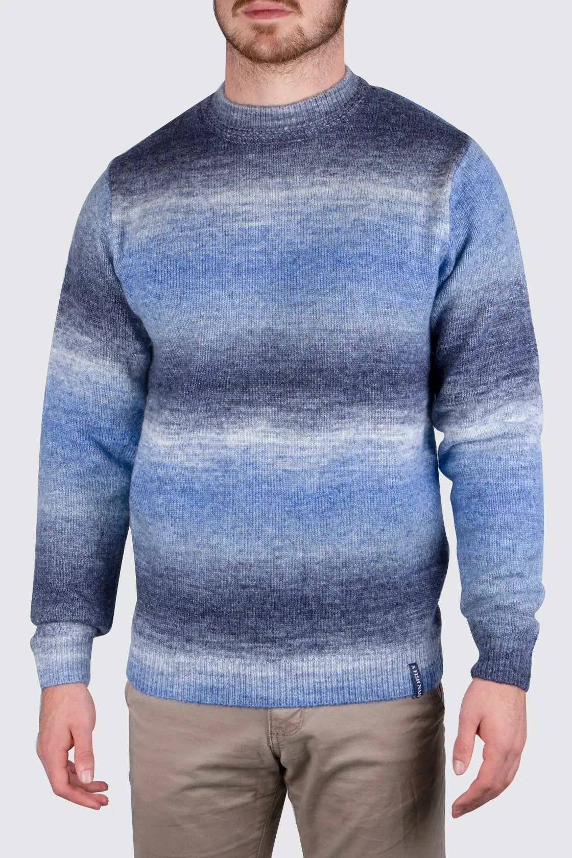 A Fish Named Fred Degrade Knit Crew Blue