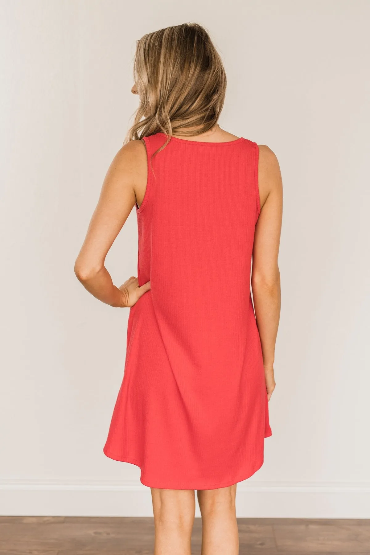 Deep Coral A Glorious Morning Ribbed Knit Dress