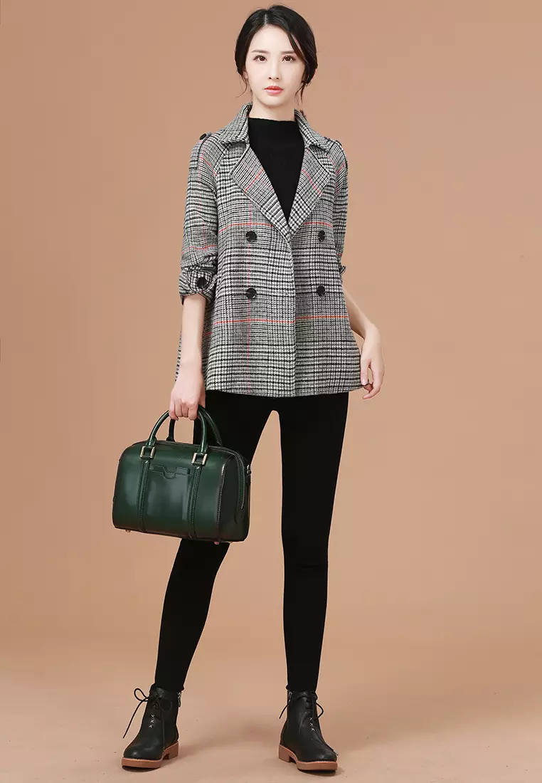 Stylish Checkered Woolen Coat for Girls