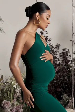 Abigail Green Maternity Midi Dress - Sleeveless Asymmetric