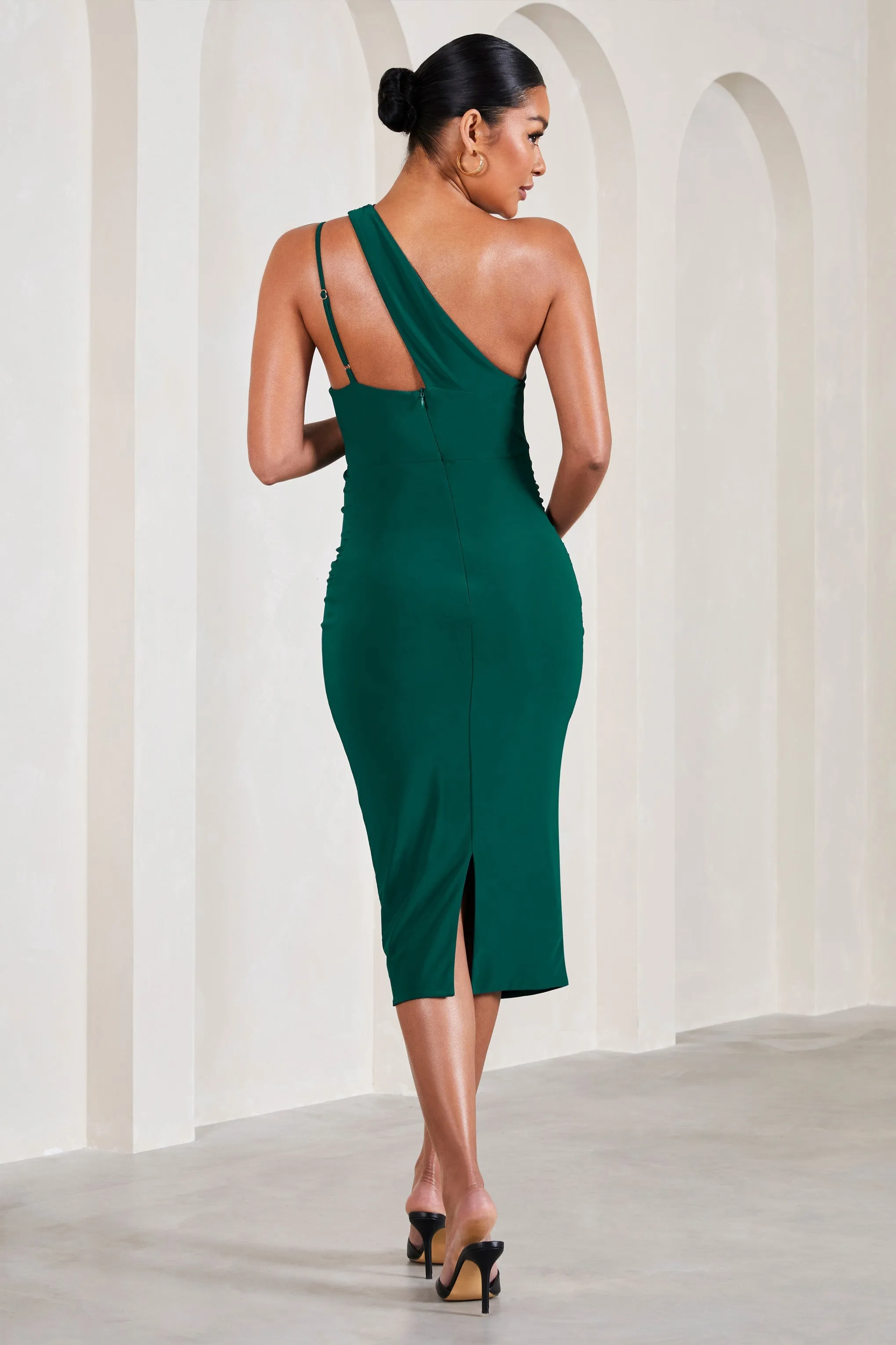 Abigail Green Maternity Midi Dress - Sleeveless Asymmetric