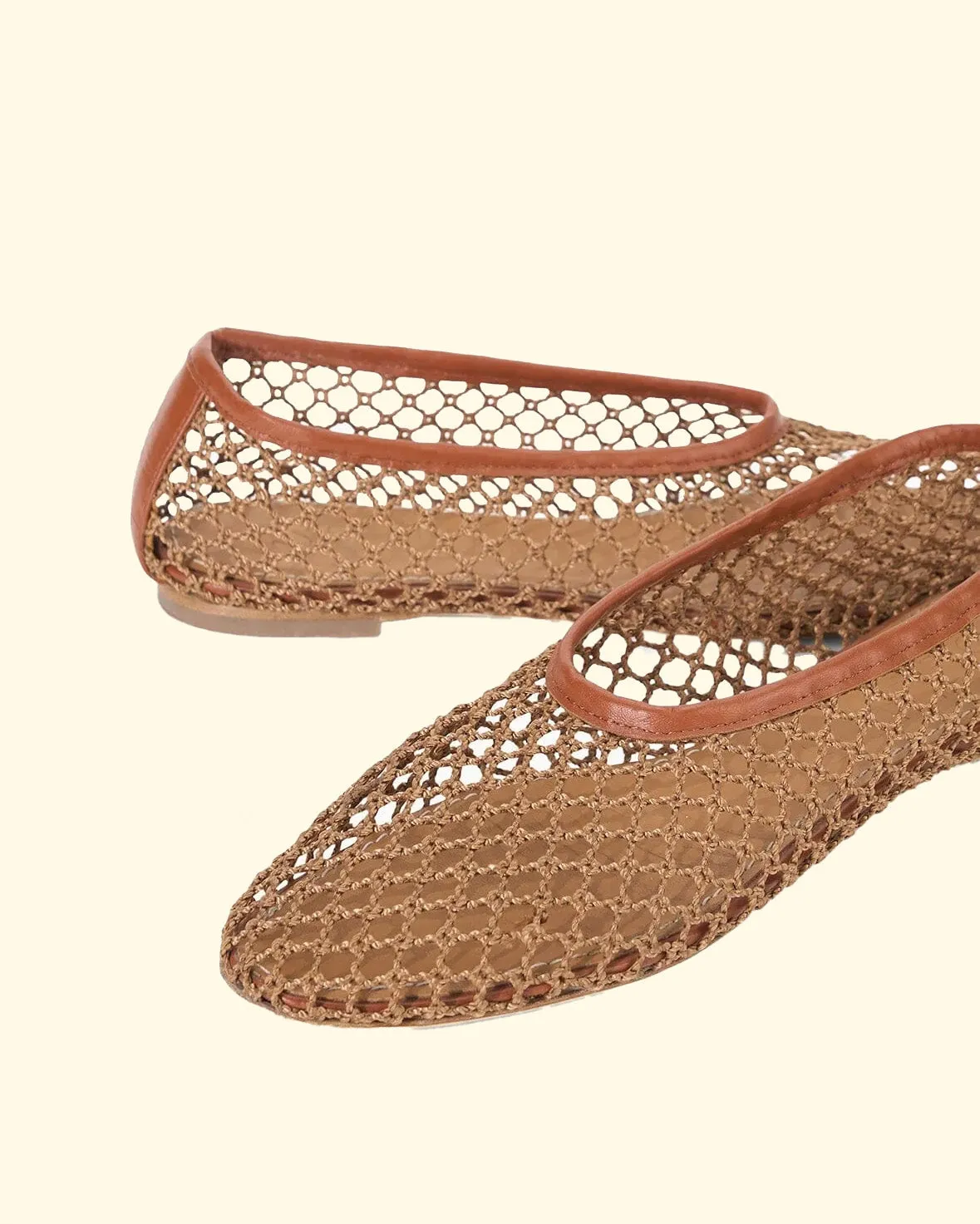 Alba Ballet Flat | Tan Netting