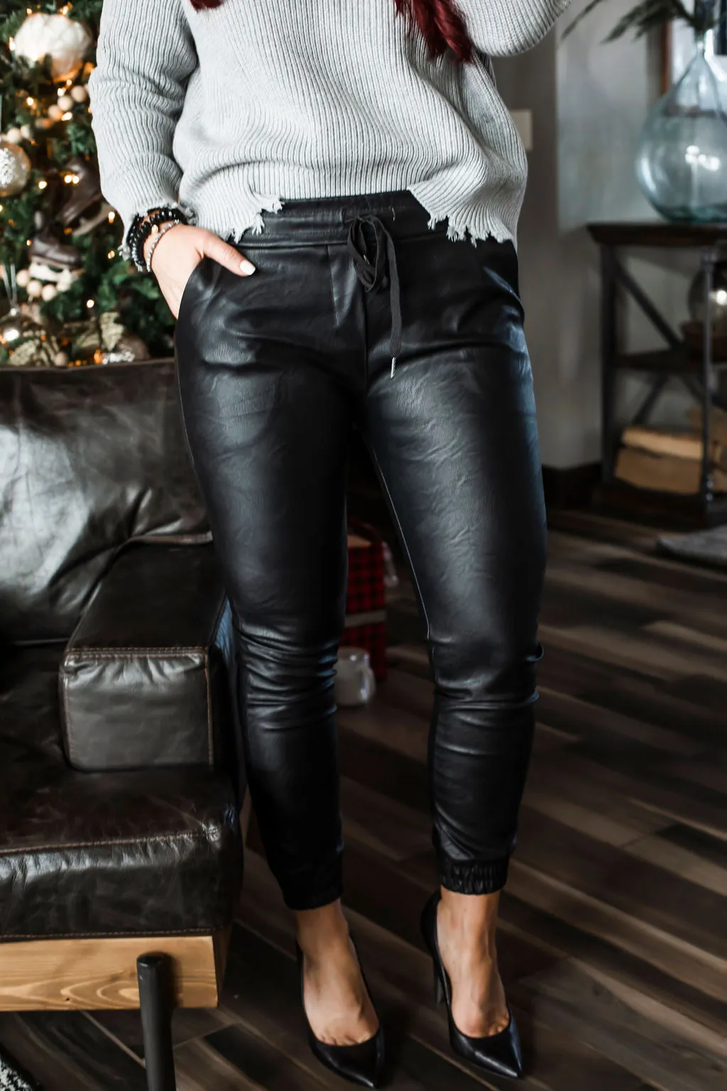 Aleksandra Faux Leather Joggers FINAL SALE