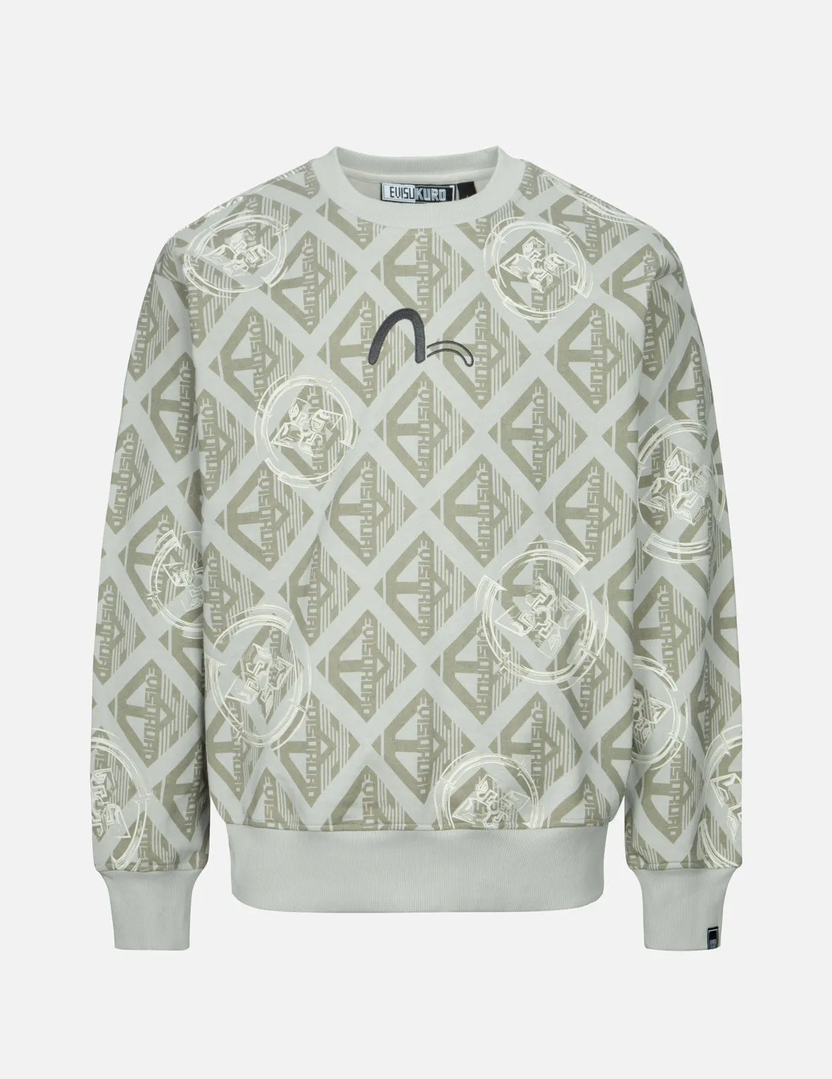 Allover Kamon Monogram Print Loose Fit Sweatshirt