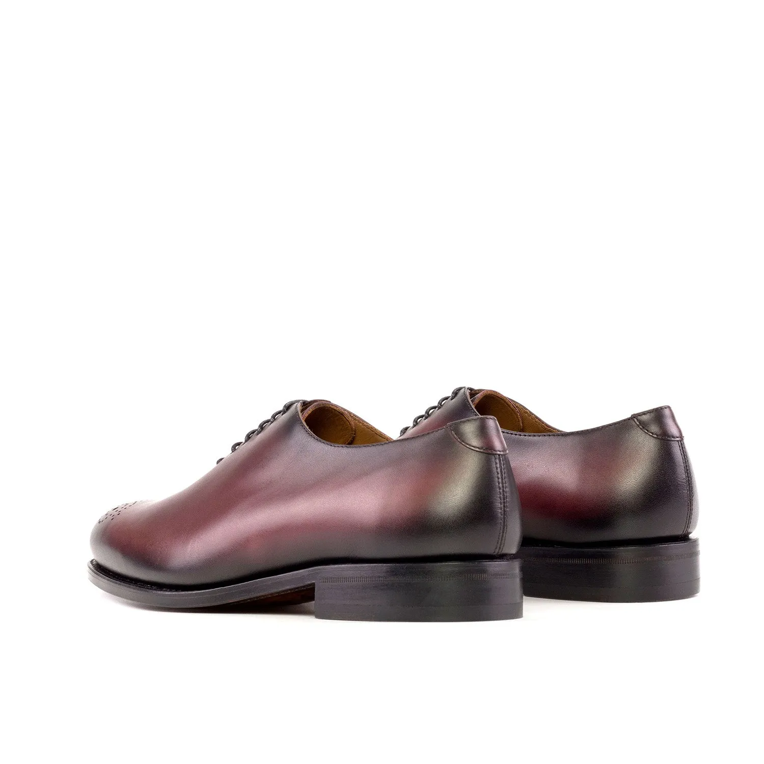 Ambrogio Bespoke Men's Shoes Burgundy Calf-SKin Leather Wholecut Oxfords (AMB2531)