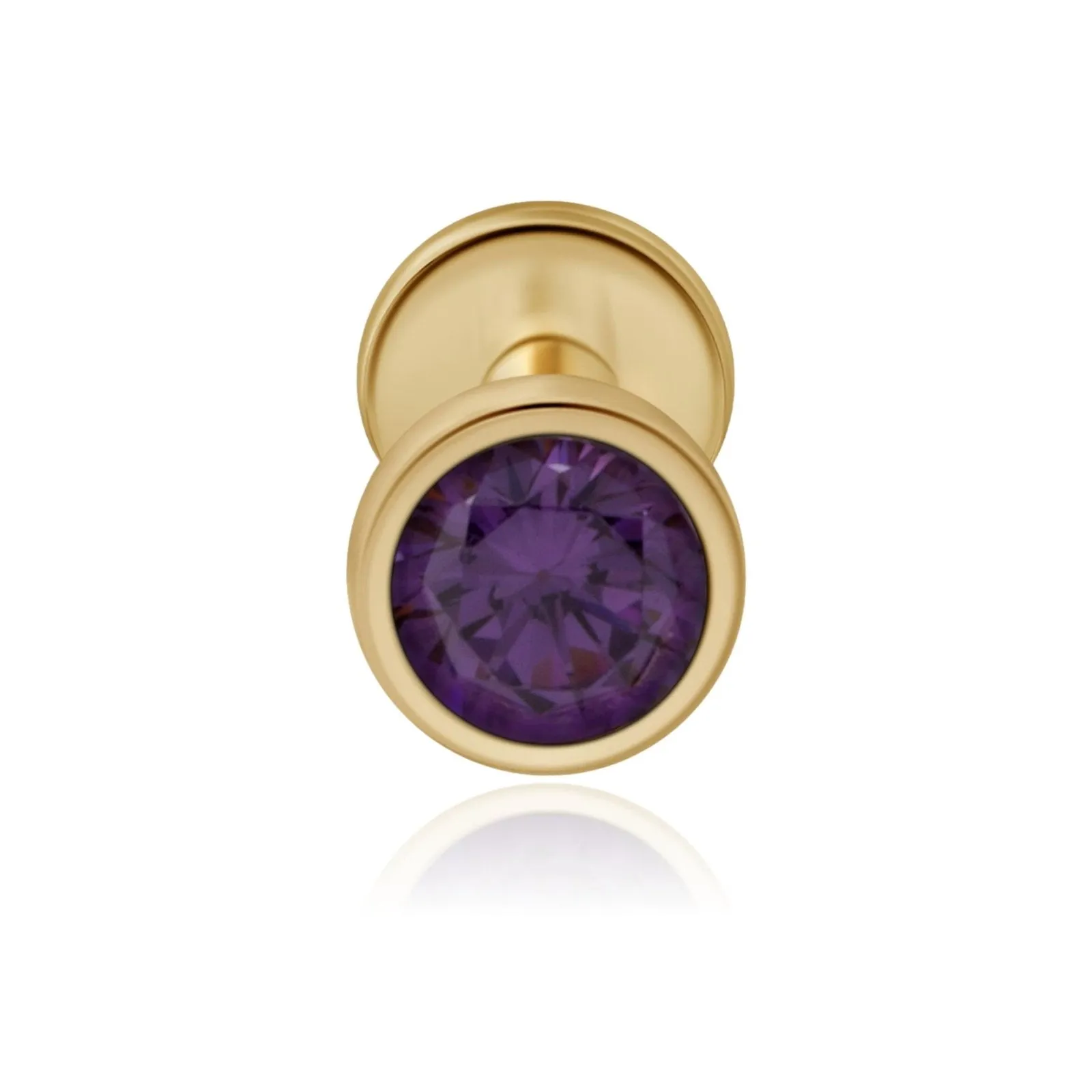 Amethyst Stud Earrings - Flat Back Bezel Set