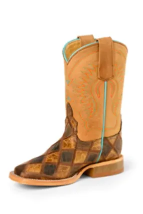 Anderson Bean Kids Boys Honey Leather Cowboy Boots - Horse Power