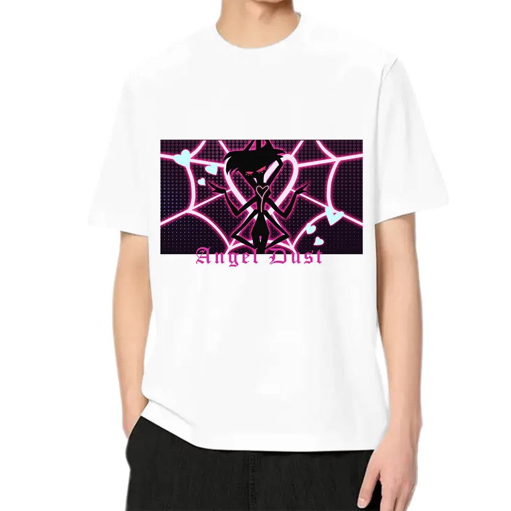 Angel Dust Cosplay T-shirt for Summer Season - Men's and Women's Short Sleeve Shirt - Hazbin Hotel