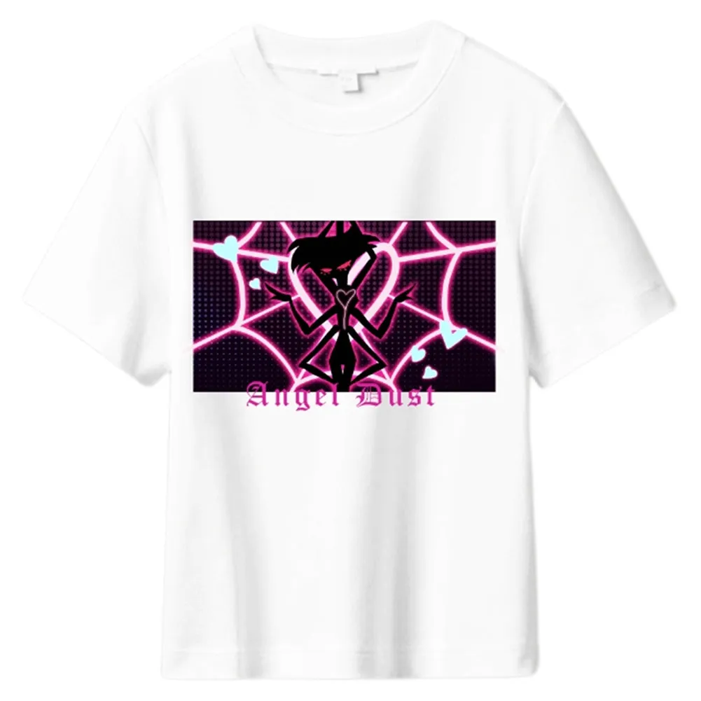 Angel Dust Cosplay T-shirt for Summer Season - Men's and Women's Short Sleeve Shirt - Hazbin Hotel