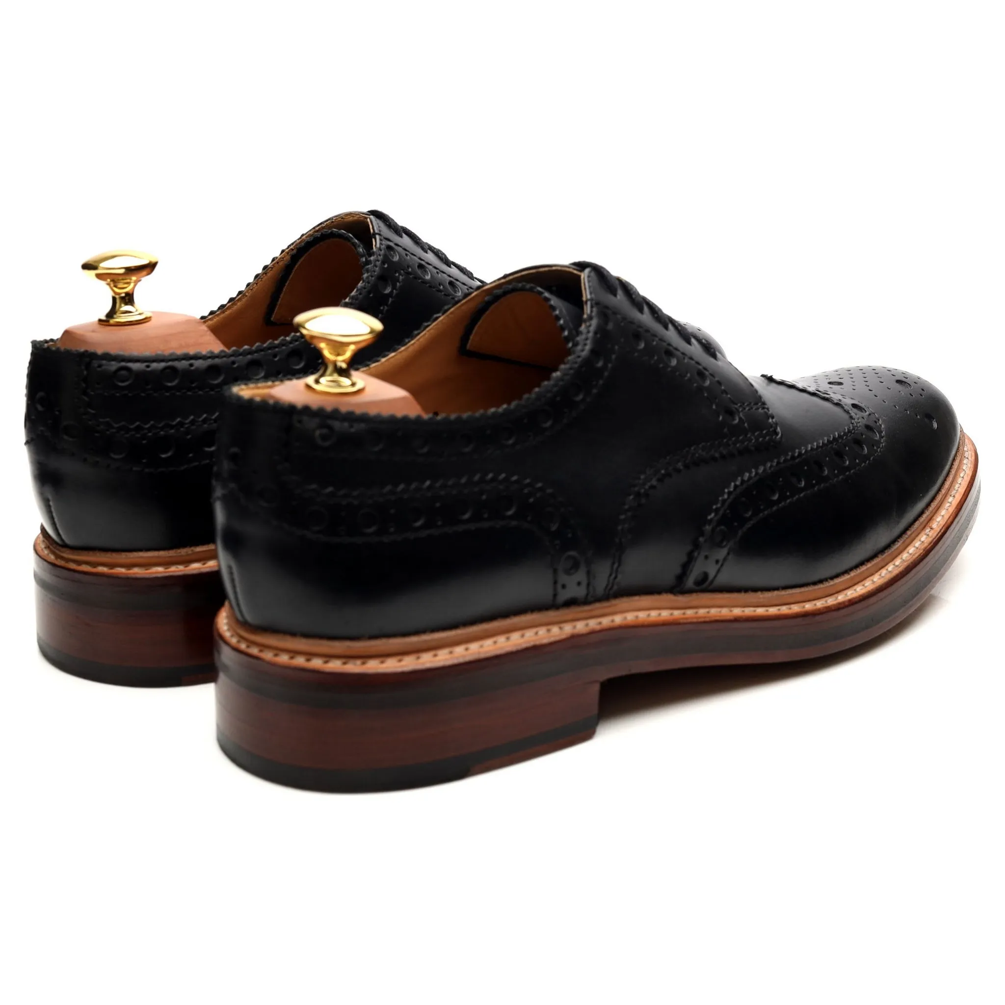 'Archie' Black Leather Derby Brogues UK 9 G