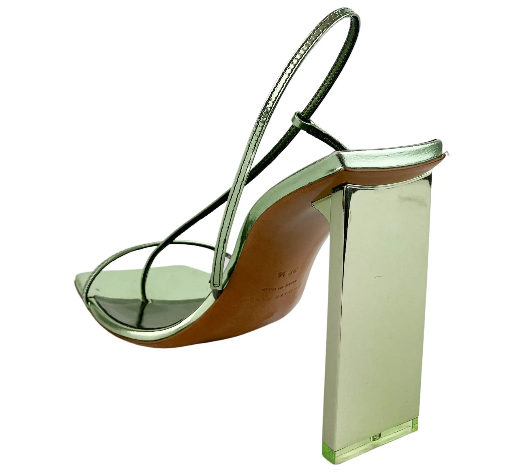 Ariella Baron Narcissus 95 Heels in Laminated Green