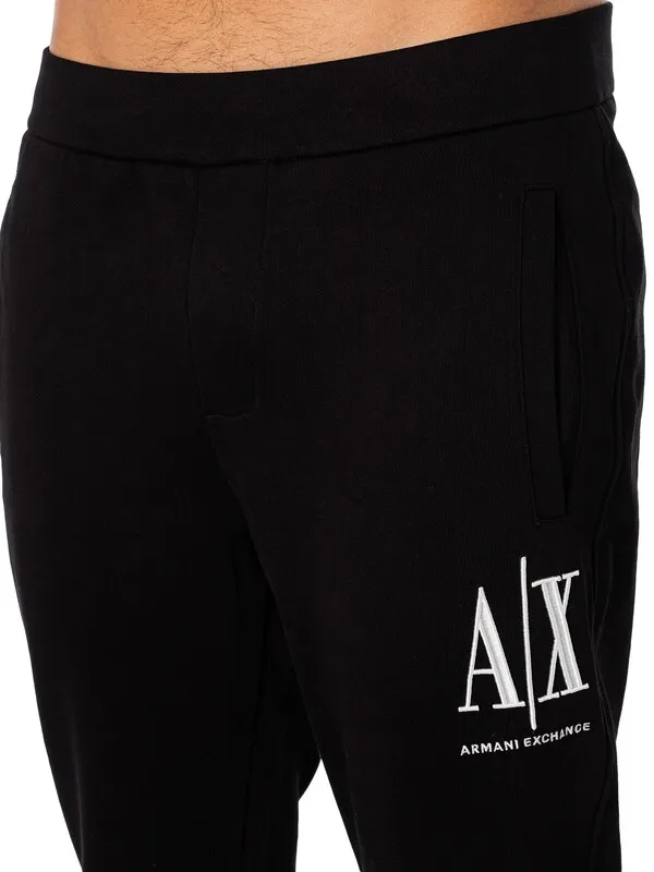 Armani Exchange Logo Joggers - Black/White