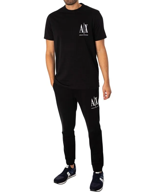 Armani Exchange Logo Joggers - Black/White