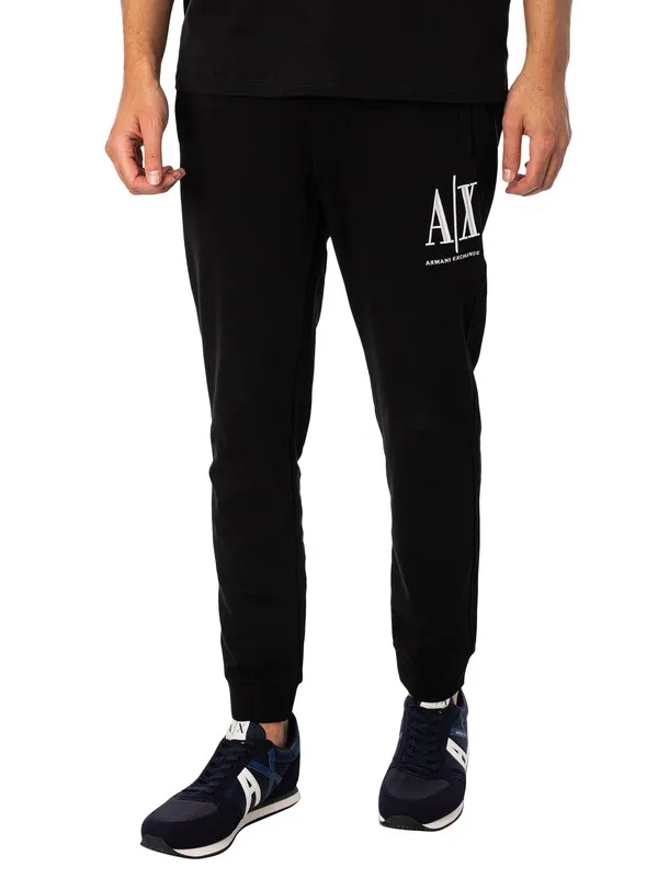 Armani Exchange Logo Joggers - Black/White