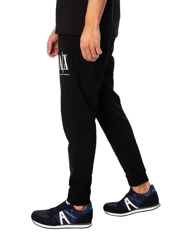 Armani Exchange Logo Joggers - Black/White