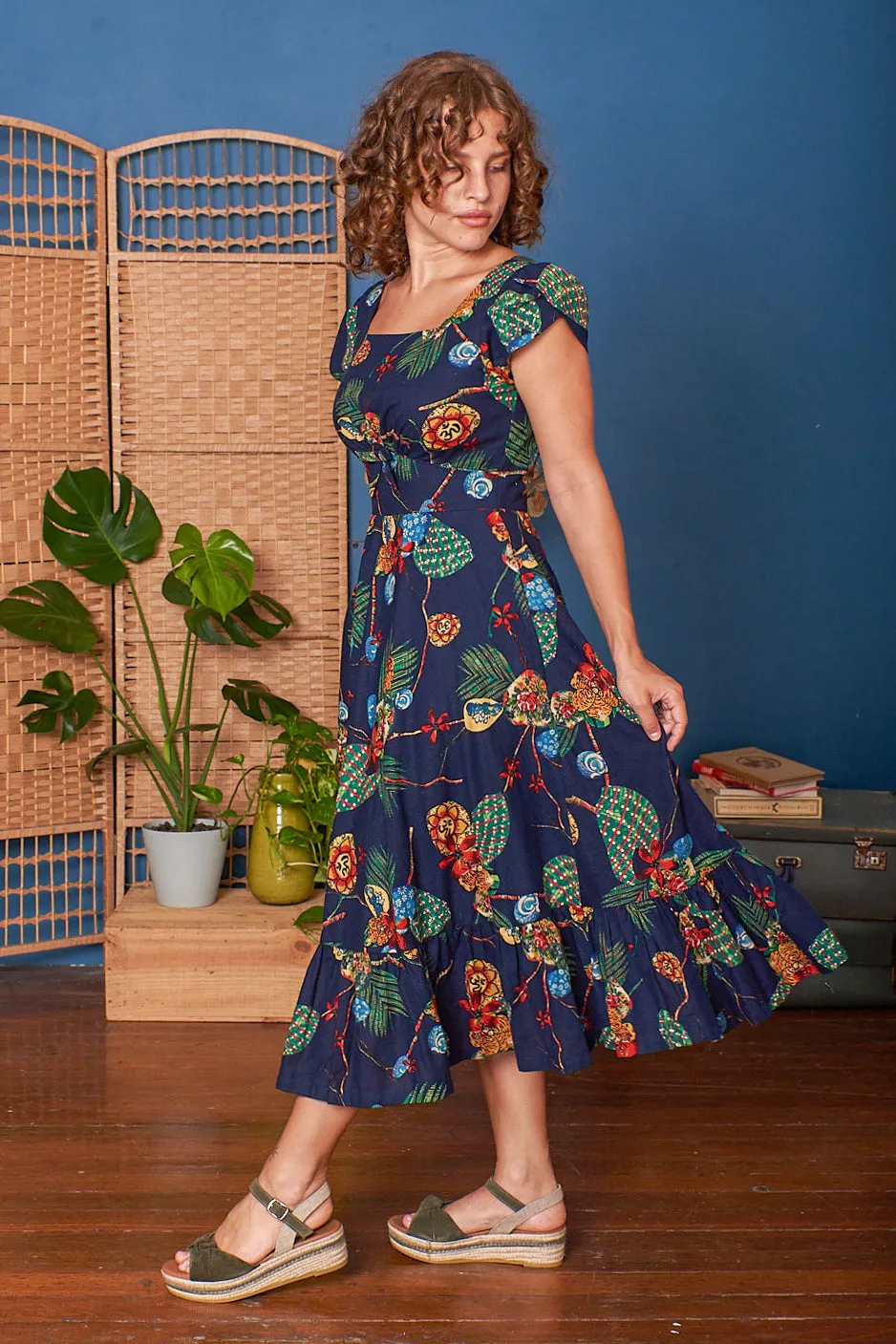 Blue Tropical Astrid Dress