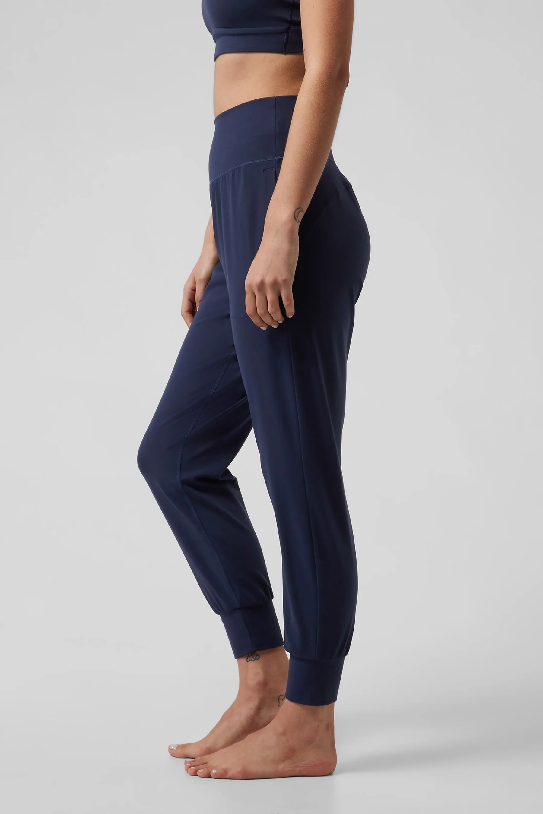 Athleta Blue Salutation High Waisted Pocket Yoga Joggers