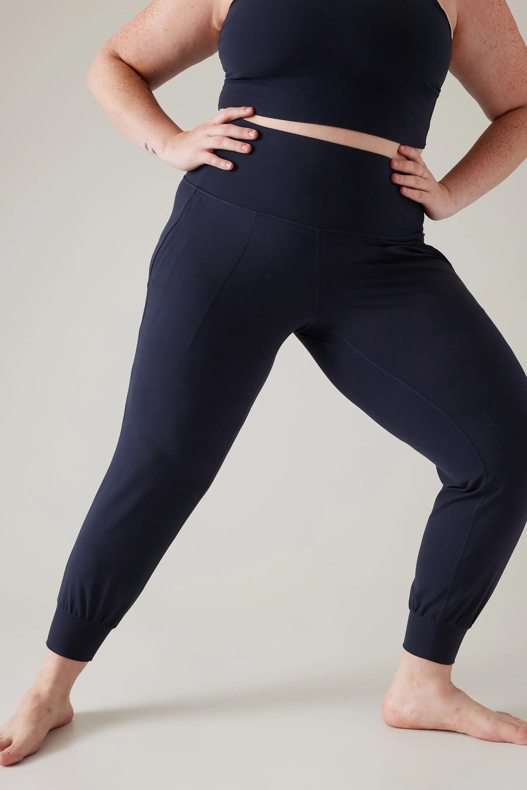 Athleta Blue Salutation High Waisted Pocket Yoga Joggers