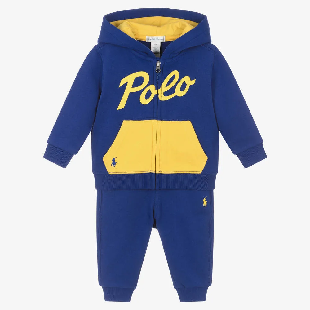 Baby Boys Blue Cotton Tracksuit