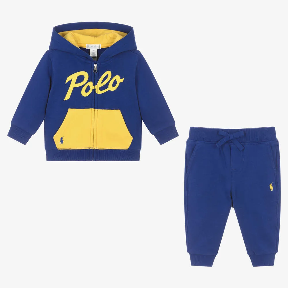 Baby Boys Blue Cotton Tracksuit