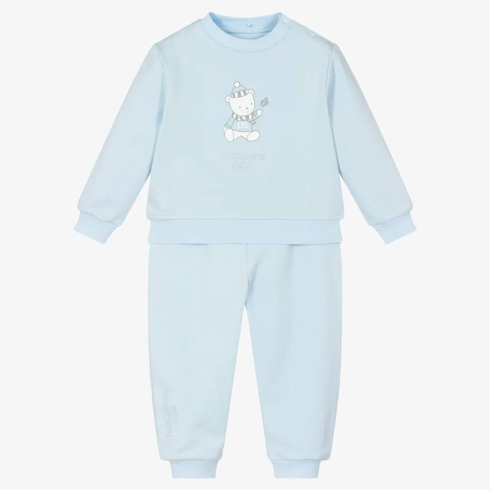 Baby Boys Pale Blue Cotton Tracksuit