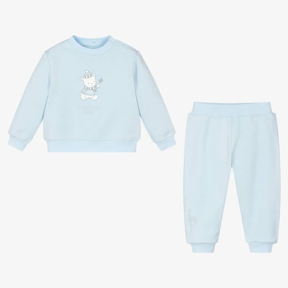 Baby Boys Pale Blue Cotton Tracksuit