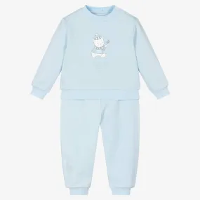 Baby Boys Pale Blue Cotton Tracksuit