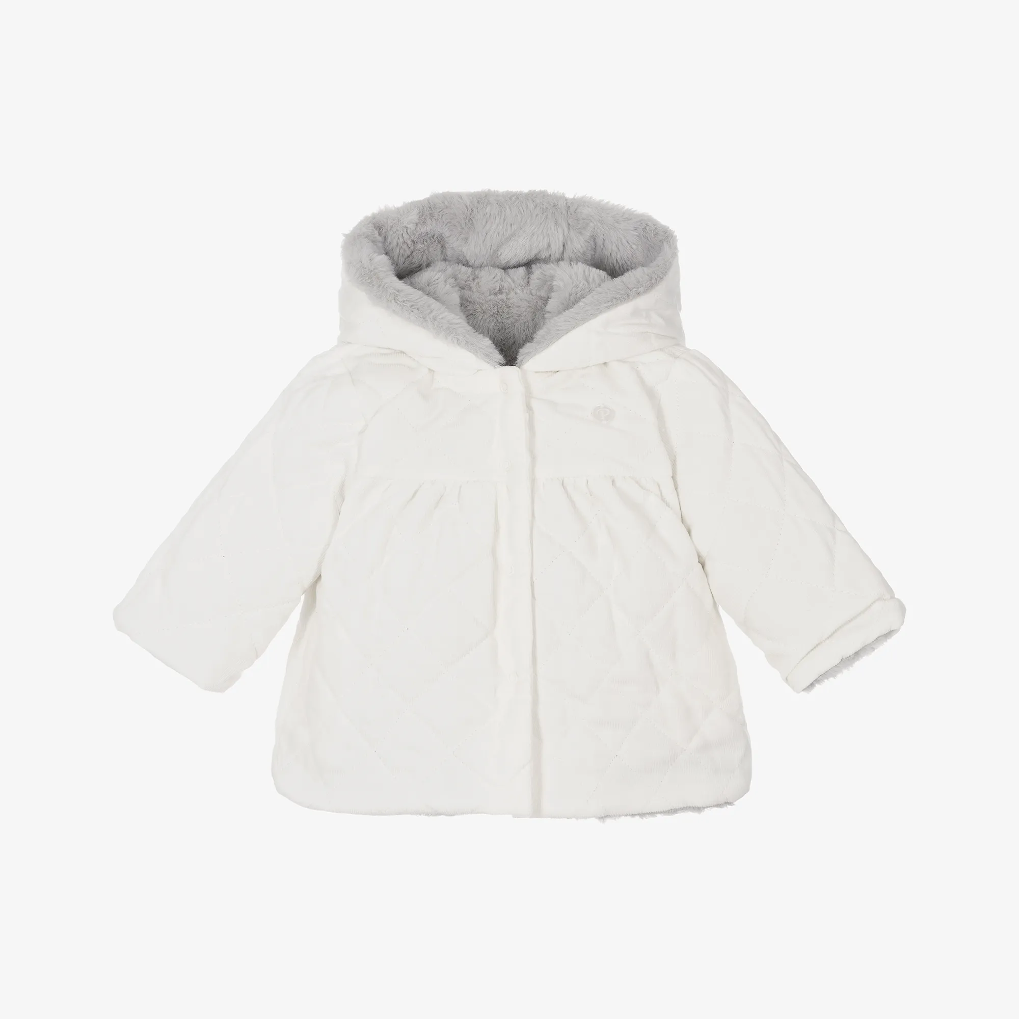 Ivory & Grey Reversible Coat for Baby Girls