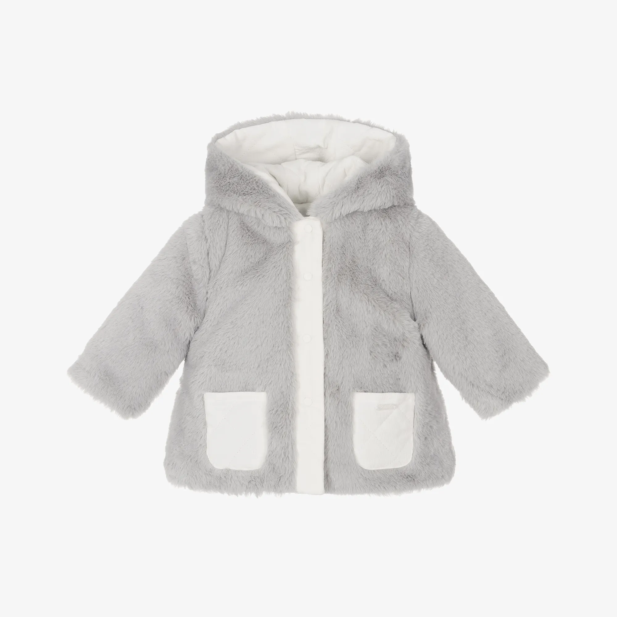 Ivory & Grey Reversible Coat for Baby Girls