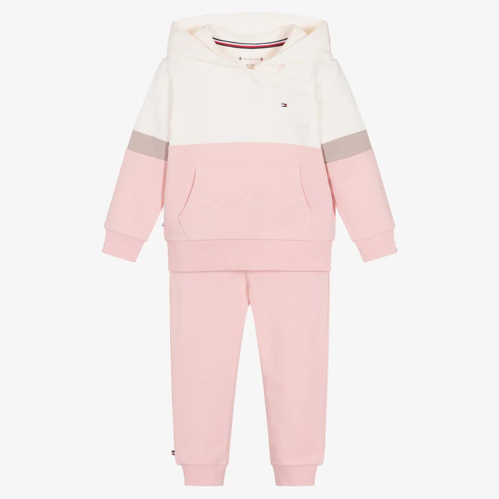 Baby Girls Ivory & Pink Cotton Tracksuit