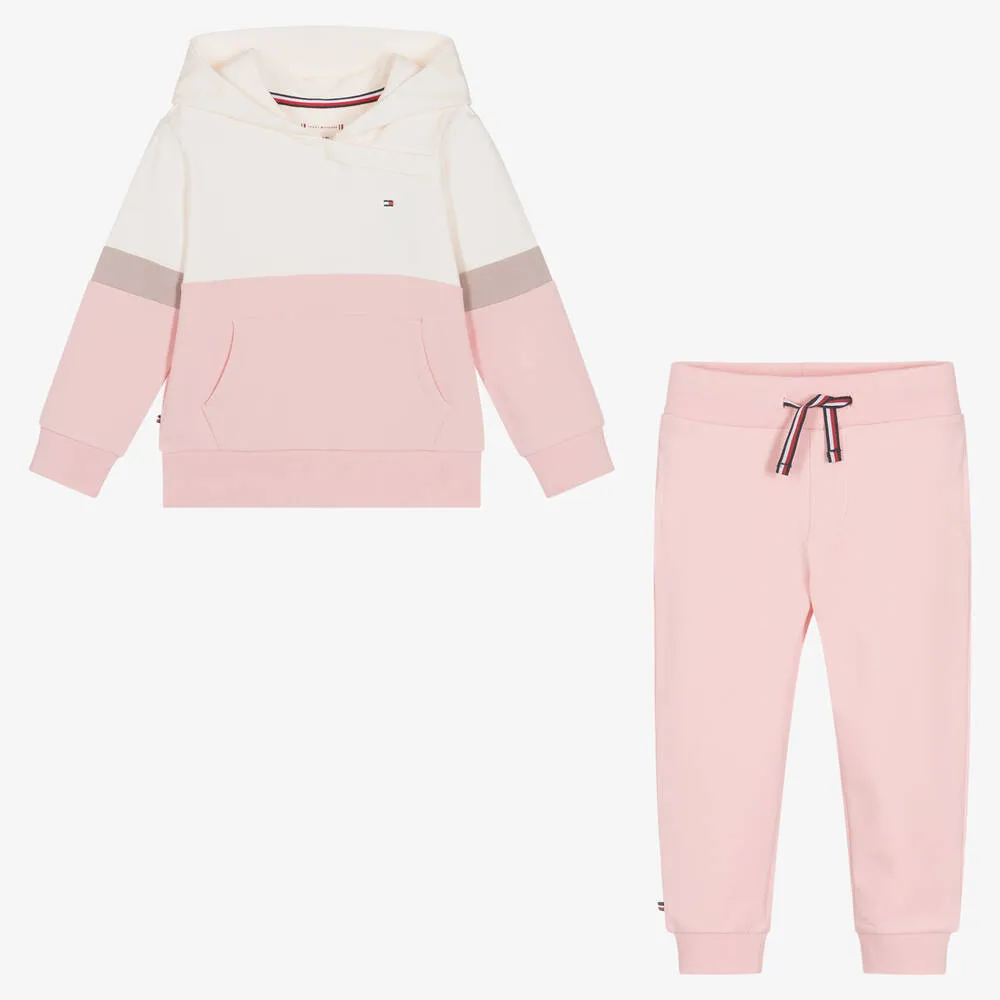 Baby Girls Ivory & Pink Cotton Tracksuit