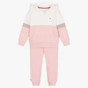 Baby Girls Ivory & Pink Cotton Tracksuit