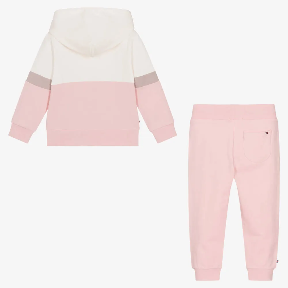 Baby Girls Ivory & Pink Cotton Tracksuit