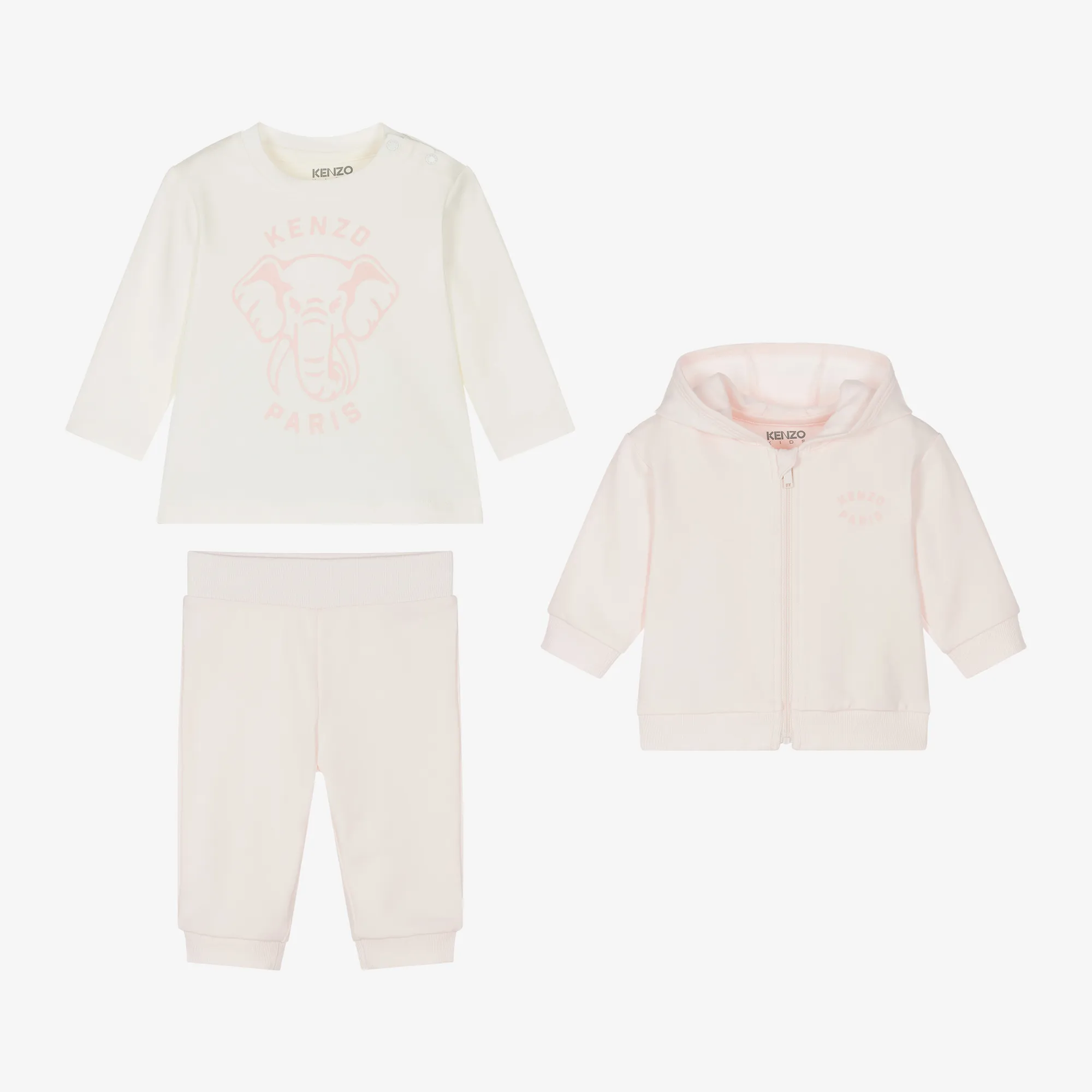 Baby Girls Pink Elephant Tracksuit Set