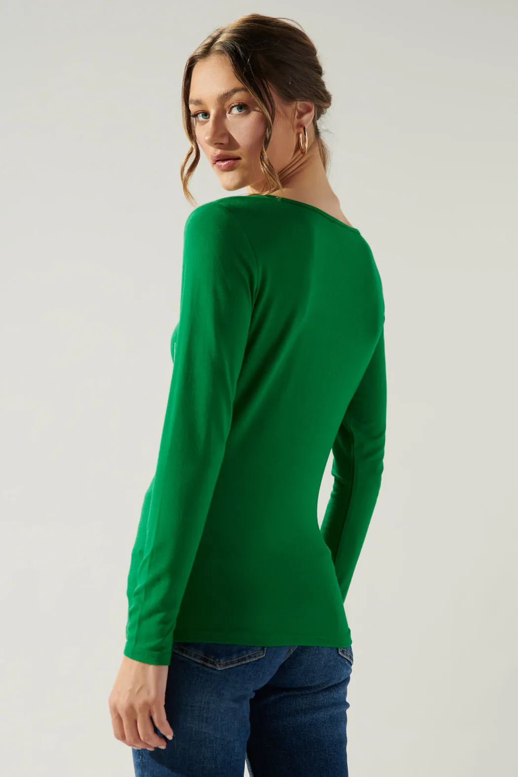 Bambi Asymmetrical Long Sleeve Jersey Knit Top