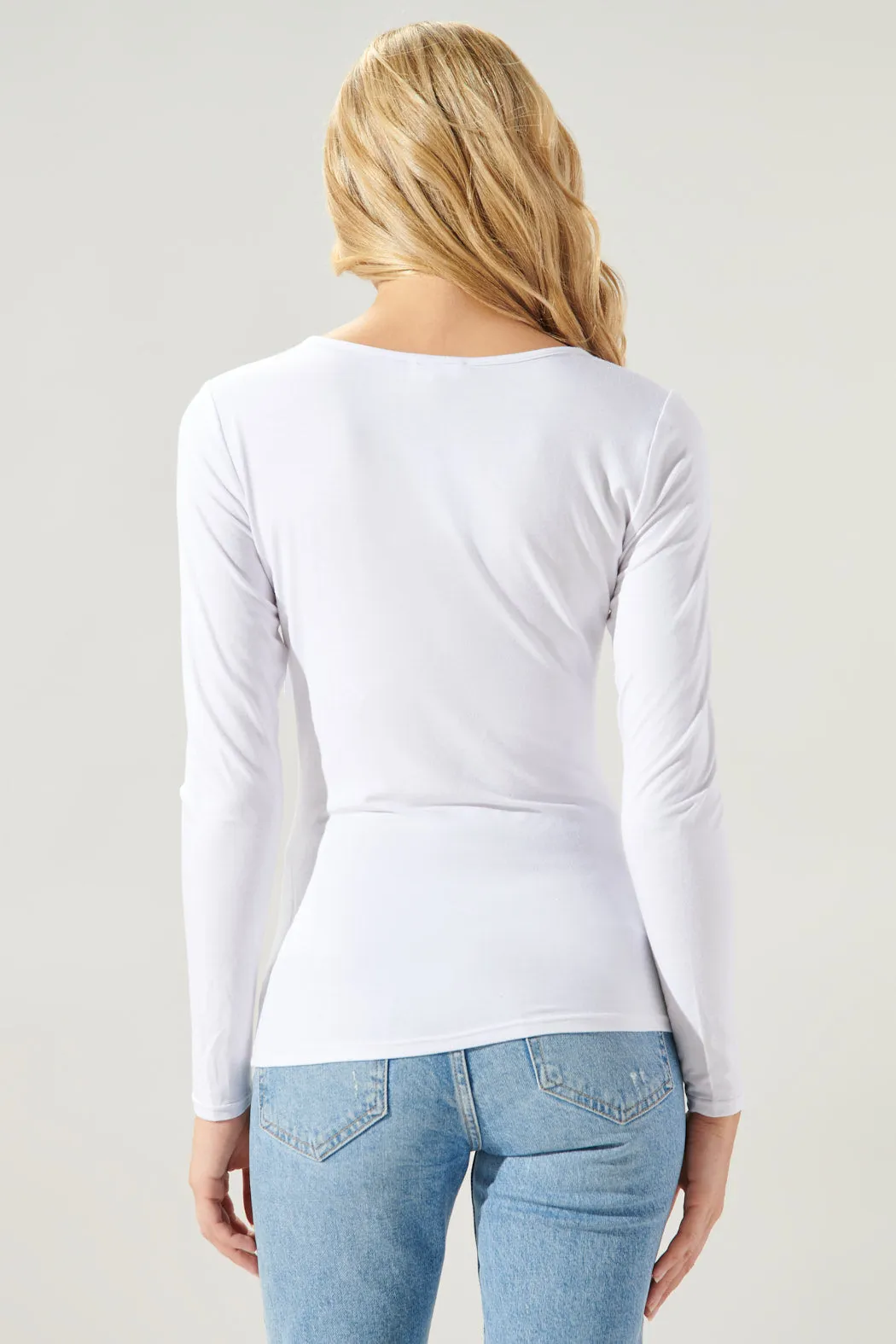 Bambi Asymmetrical Long Sleeve Jersey Knit Top