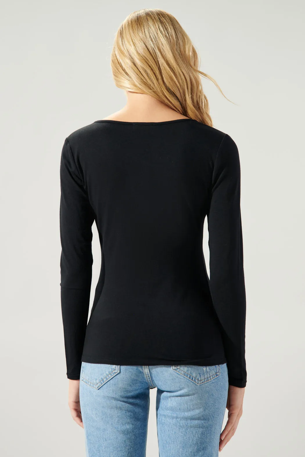 Bambi Asymmetrical Long Sleeve Jersey Knit Top