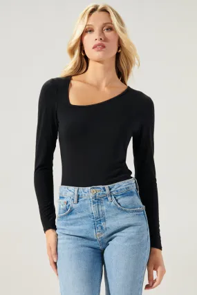 Bambi Asymmetrical Long Sleeve Jersey Knit Top