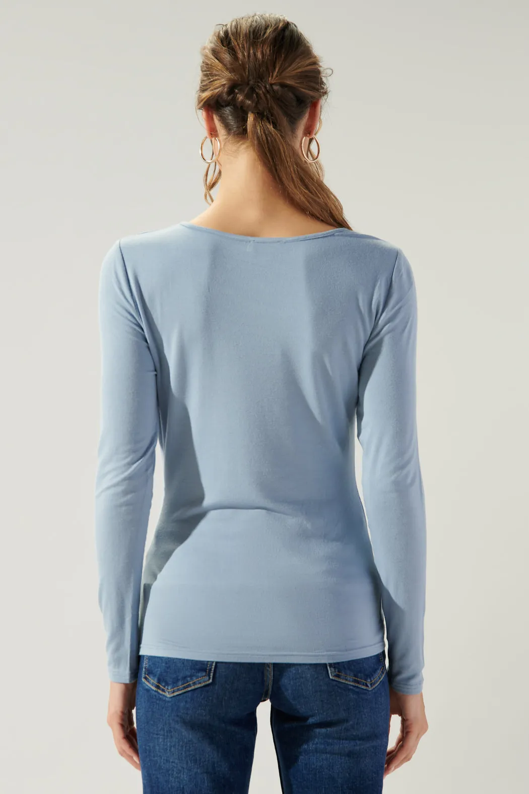 Bambi Asymmetrical Long Sleeve Jersey Knit Top