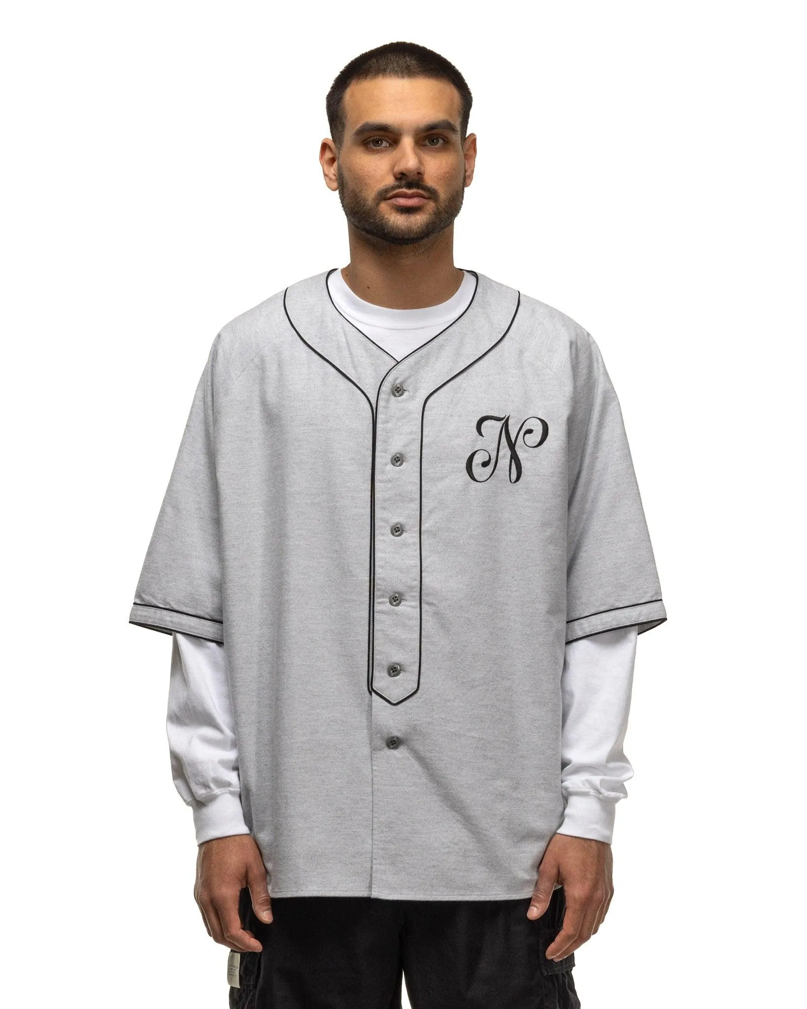 Short Sleeve Grey Baseball Shirt