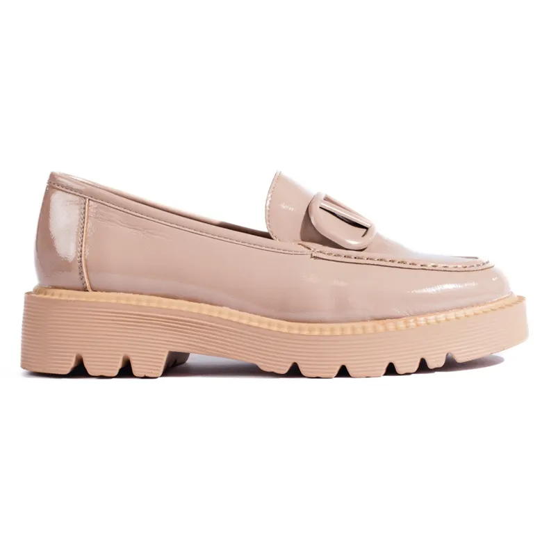 Beige moccasins thick platform Shelovet