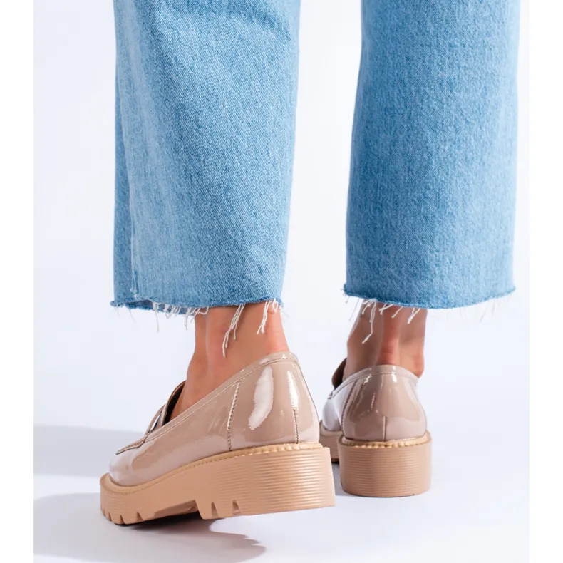 Beige moccasins thick platform Shelovet