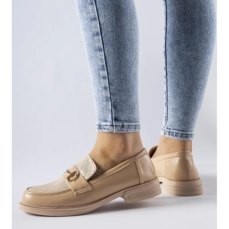 Beige Gennaro Buckle Moccasins